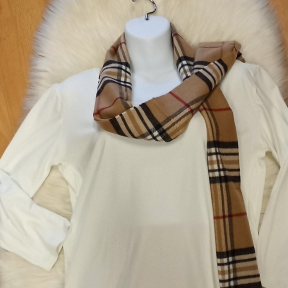 Camel Plaid Pashmina Cashmere Feel Scarf - Picture 5 of 15